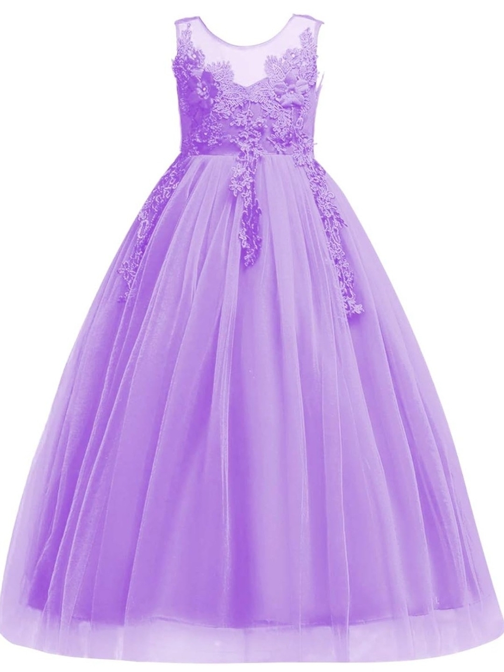 Girls' Lavender Lace Tulle Party Dress